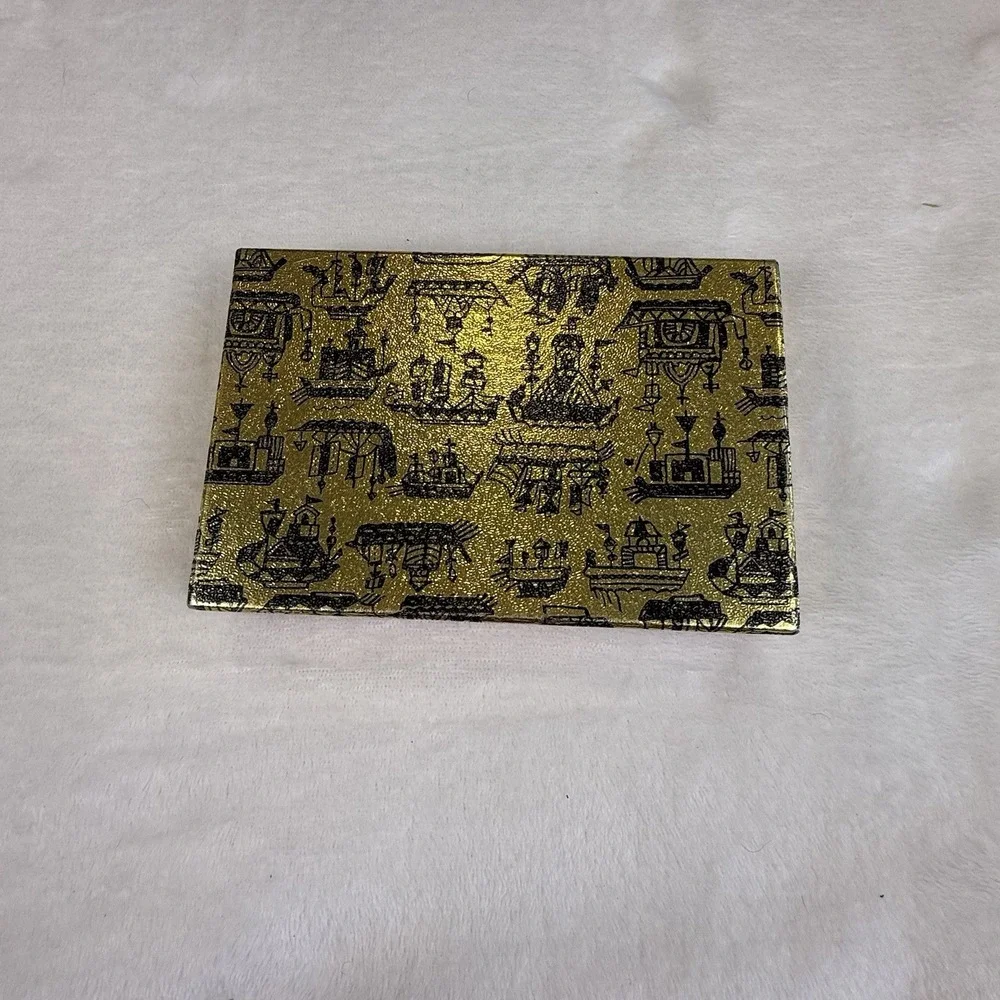 Vintage Japanese Floral Clutch Wallet Brass Frame Kiss Lock Original Box Japan